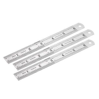 Harfington Steel Straight Ruler 6-inch (15cm) Inches and Metric Scale 3pcs