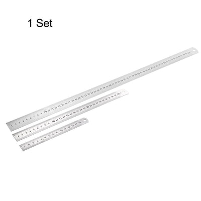 Harfington Stainless Steel Rulers set (6,12,24 inch) Straight Ruler Inches and Metric Scale