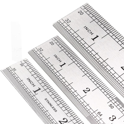 Harfington Stainless Steel Rulers set (6,12,24 inch) Straight Ruler Inches and Metric Scale