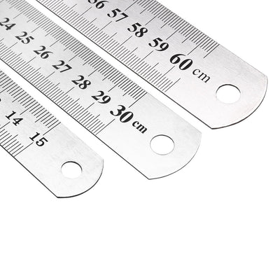 Harfington Stainless Steel Rulers set (6,12,24 inch) Straight Ruler Inches and Metric Scale