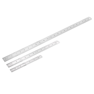 Harfington Stainless Steel Rulers set (6,12,24 inch) Straight Ruler Inches and Metric Scale