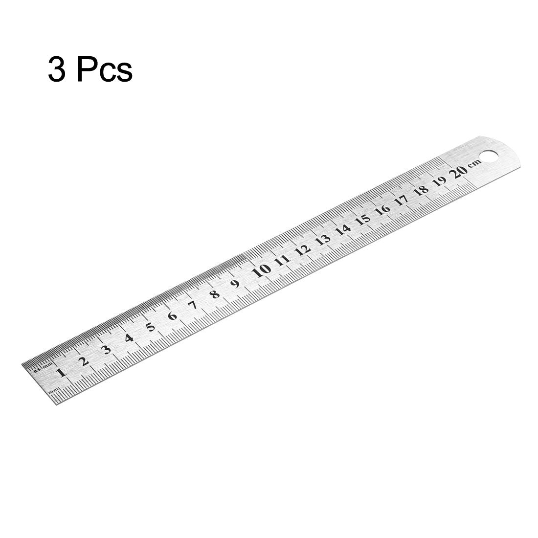 Harfington Stainless Steel Ruler 8-inch (20cm) Straight Ruler Inches and Metric Scale 3pcs