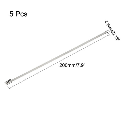 Harfington 8 Inches Stainless Steel Cable Zip Ties Multi-Purpose Metal Exhaust Wrap 5pcs