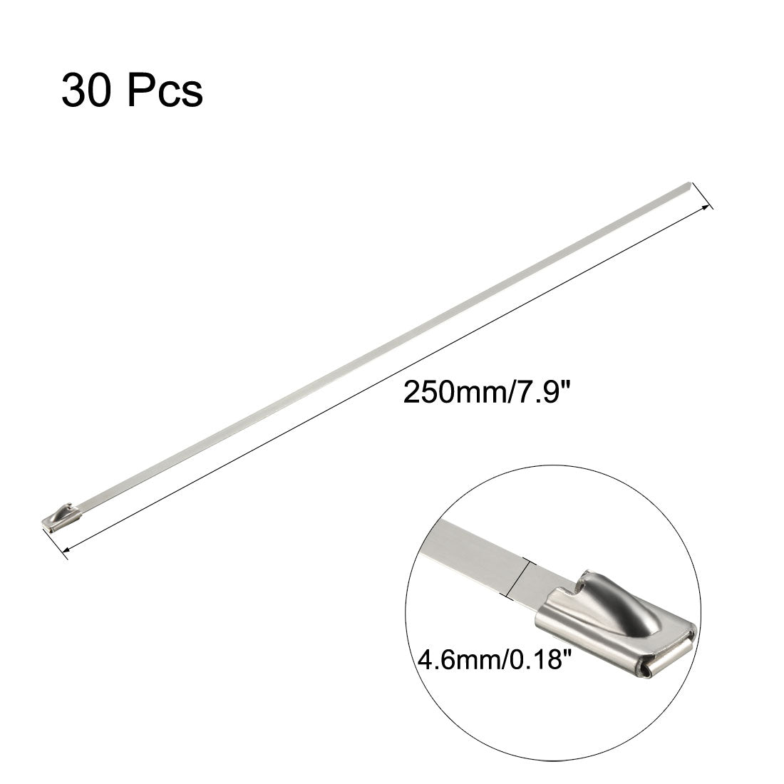 Harfington 10 Inches Stainless Steel Cable Zip Ties Multi-Purpose Metal Exhaust Wrap 30pcs