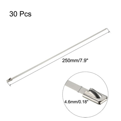 Harfington 10 Inches Stainless Steel Cable Zip Ties Multi-Purpose Metal Exhaust Wrap 30pcs