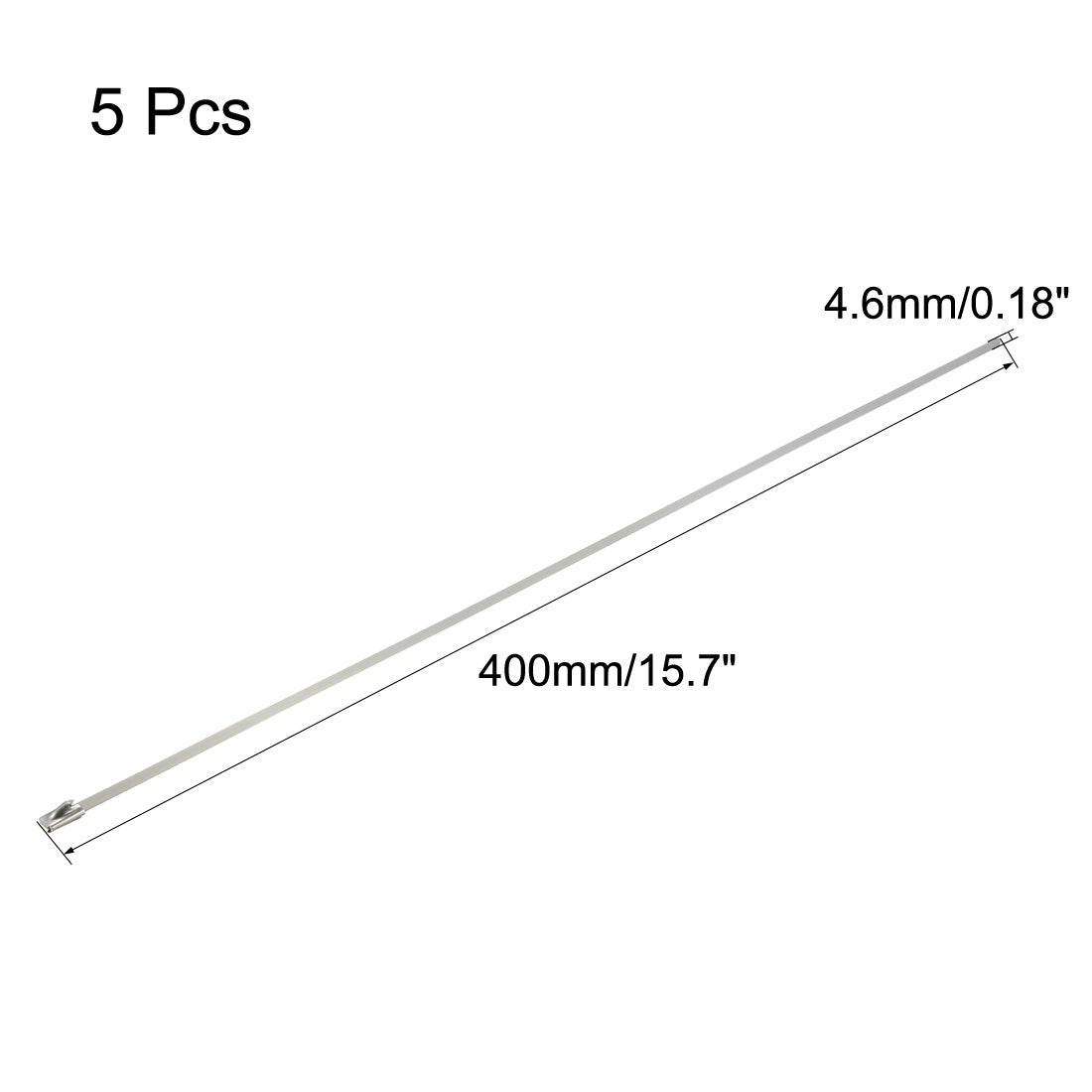 Harfington 16 Inches Stainless Steel Cable Zip Ties Multi-Purpose Metal Exhaust Wrap 5pcs