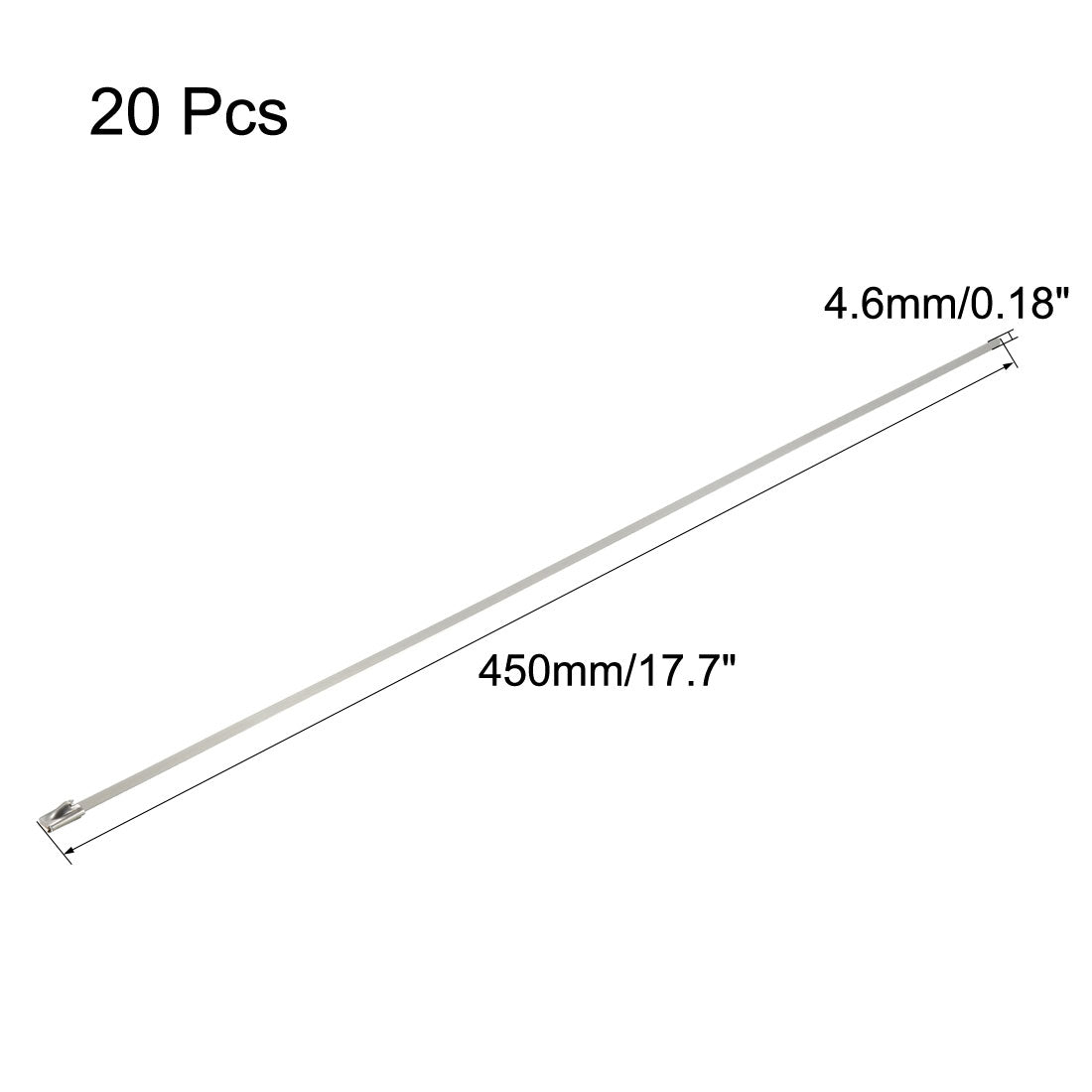 Harfington 18 Inches Stainless Steel Cable Zip Ties Multi-Purpose Metal Exhaust Wrap 20pcs
