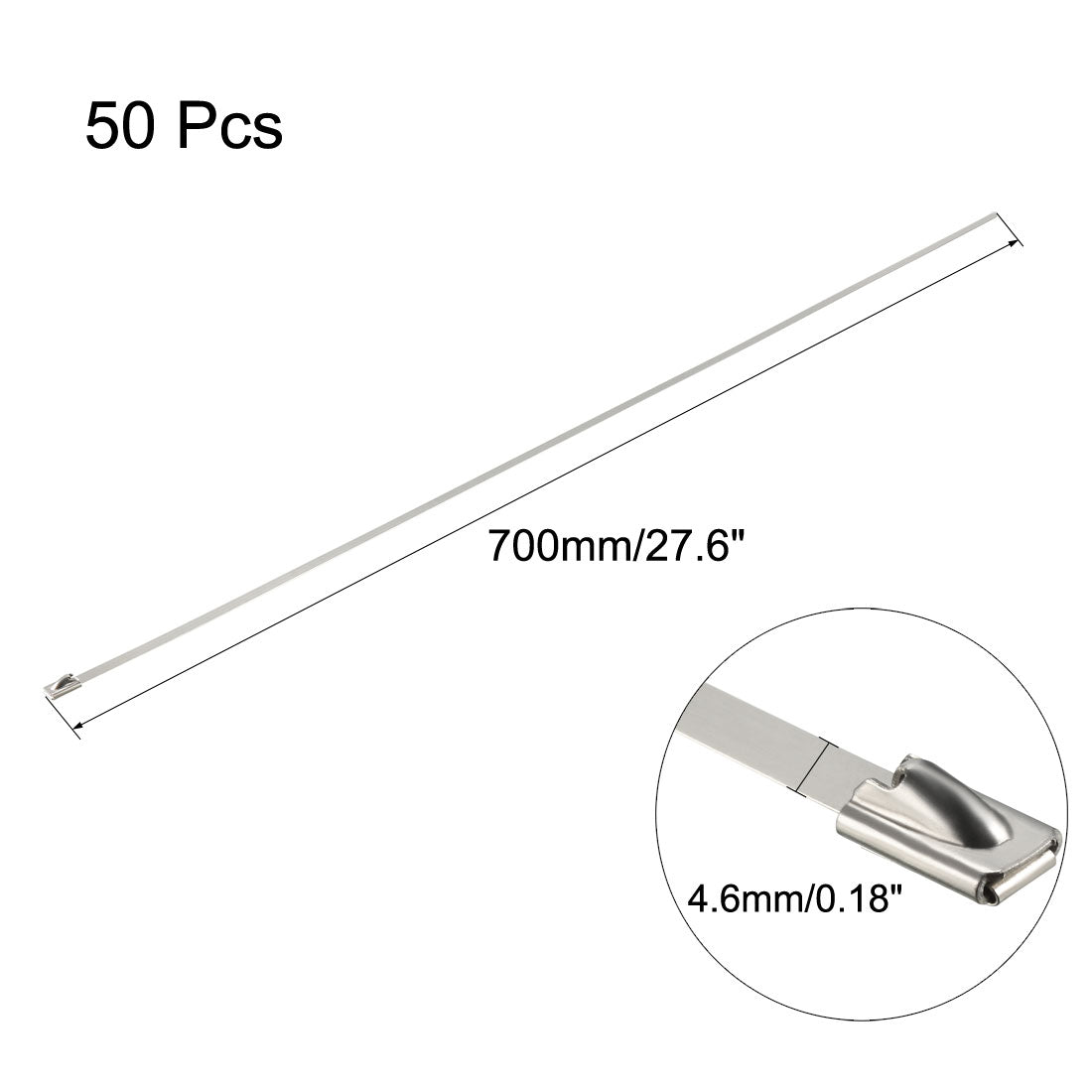 Harfington 28 Inches Stainless Steel Cable Zip Ties Multi-Purpose Metal Exhaust Wrap 50pcs