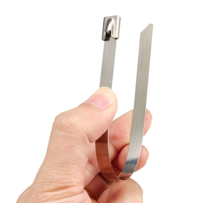 Harfington 8 Inches Stainless Steel Cable Zip Ties Multi-Purpose Metal Exhaust Wrap 10pcs