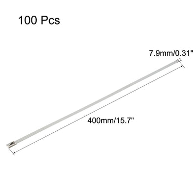 Harfington 16Inches Stainless Steel Cable Zip Ties Multi-Purpose Metal Exhaust Wrap 100pcs