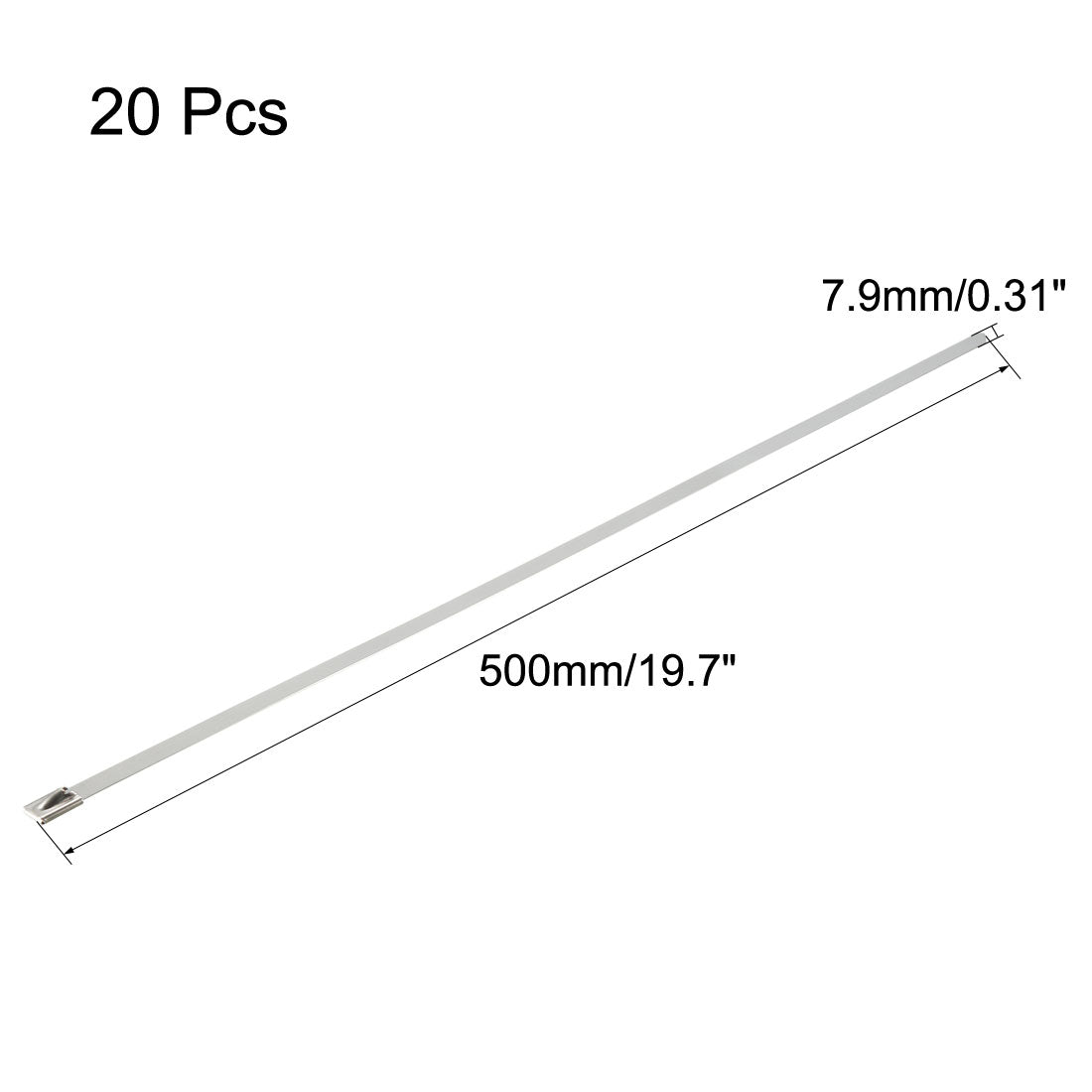 Harfington 20 Inch Stainless Steel Cable Zip Ties 0.31 Inch Width Metal Exhaust Wrap 20pcs