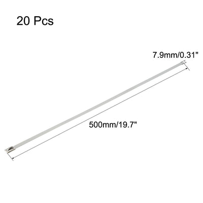 Harfington 20 Inch Stainless Steel Cable Zip Ties 0.31 Inch Width Metal Exhaust Wrap 20pcs
