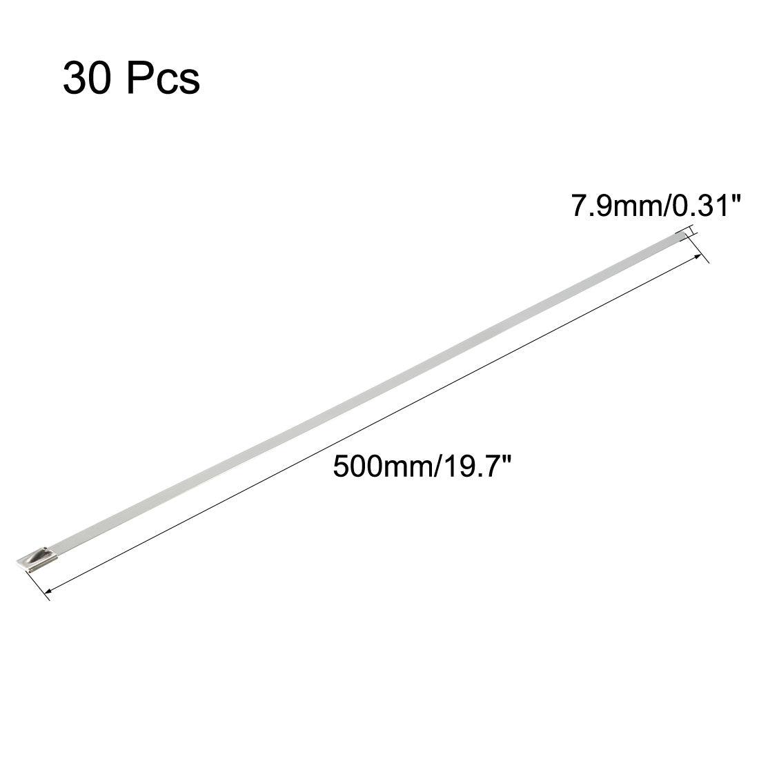 Harfington 20Inches Stainless Steel Cable Zips Ties Multi-Purpose Metal Exhaust Wrap 30pcs