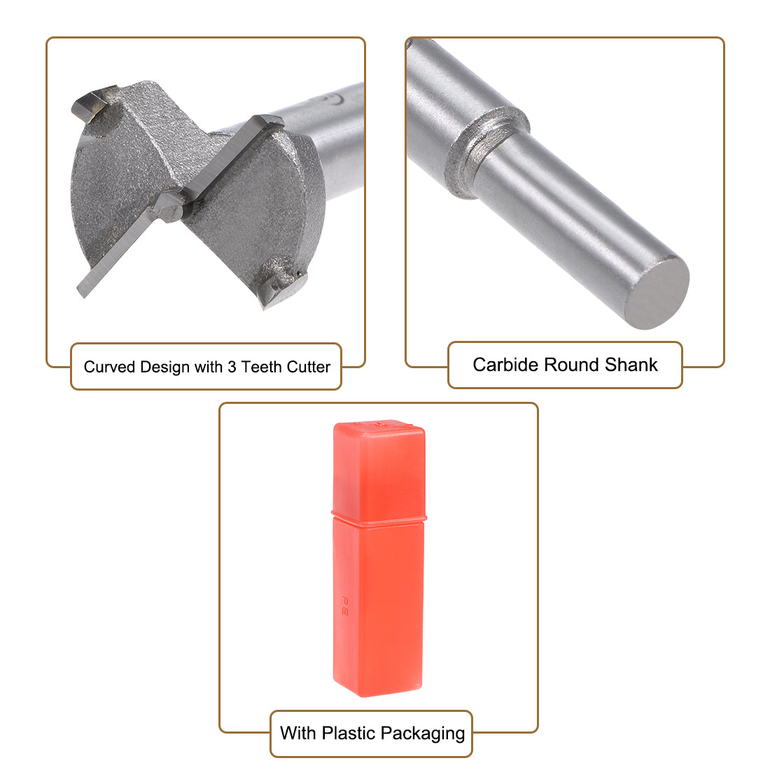 Harfington Forstner Wood Boring Drill Bits 26mm Dia. Hole Saw Carbide Tip Round Shank Cutting for Hinge Plywood MDF CNC Tool