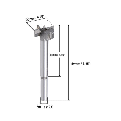 Harfington Forstner Wood Boring Drill Bits 20mm Dia. Hole Saw Carbide Tip Round Shank Cutting for Hinge Plywood MDF CNC Tool