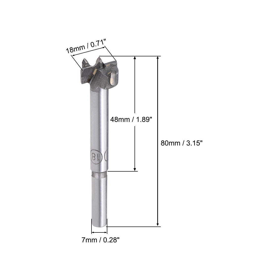Harfington Forstner Wood Boring Drill Bits 18mm Dia. Hole Saw Carbide Tip Round Shank Cutting for Hinge Plywood MDF CNC Tool