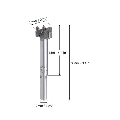 Harfington Forstner Wood Boring Drill Bits 18mm Dia. Hole Saw Carbide Tip Round Shank Cutting for Hinge Plywood MDF CNC Tool