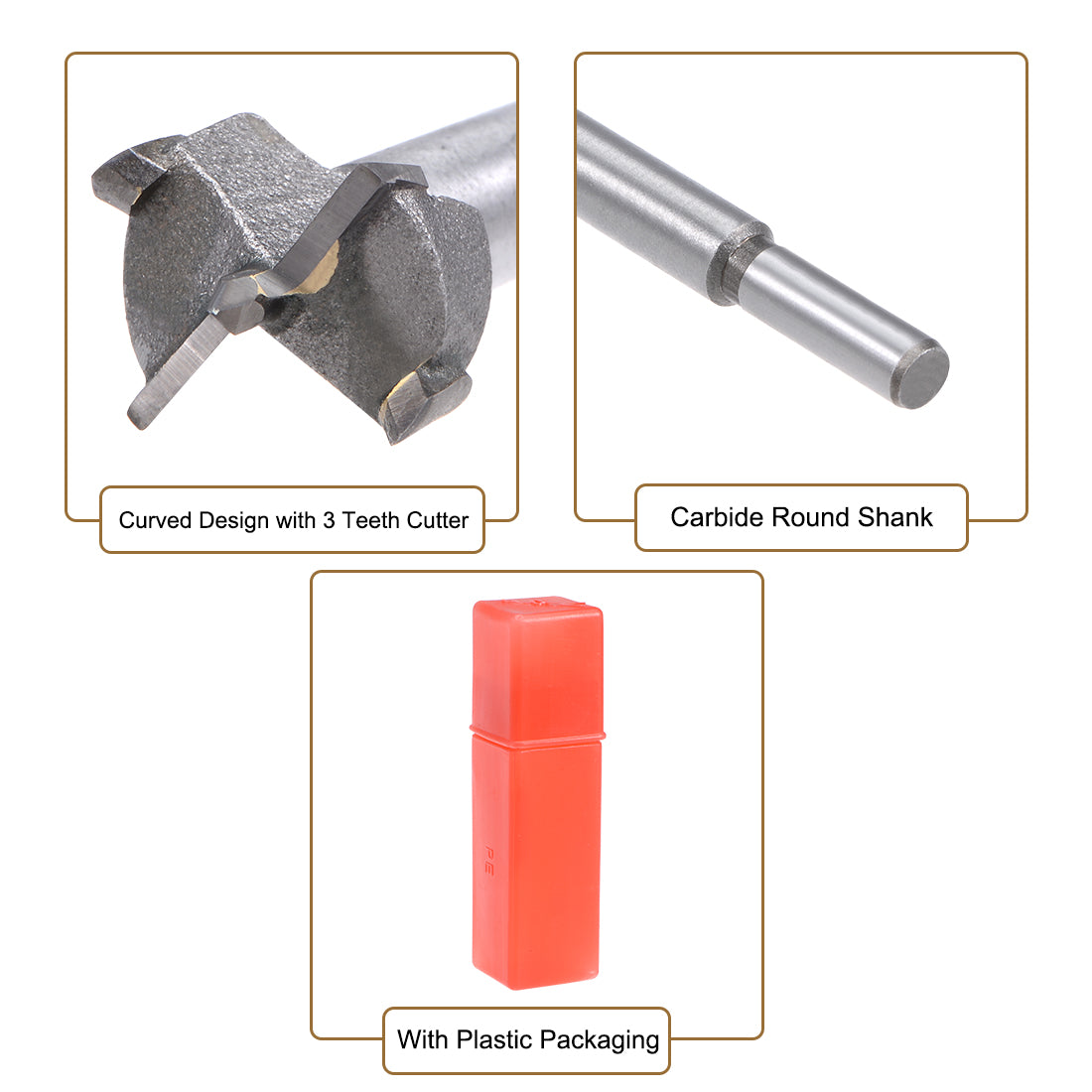 Harfington Forstner Wood Boring Drill Bits 18mm Dia. Hole Saw Carbide Tip Round Shank Cutting for Hinge Plywood MDF CNC Tool
