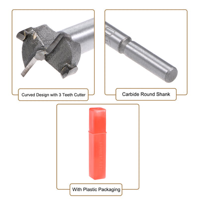 Harfington Forstner Wood Boring Drill Bits 16mm Dia. Hole Saw Carbide Tip Round Shank Cutting for Hinge Plywood MDF CNC Tool