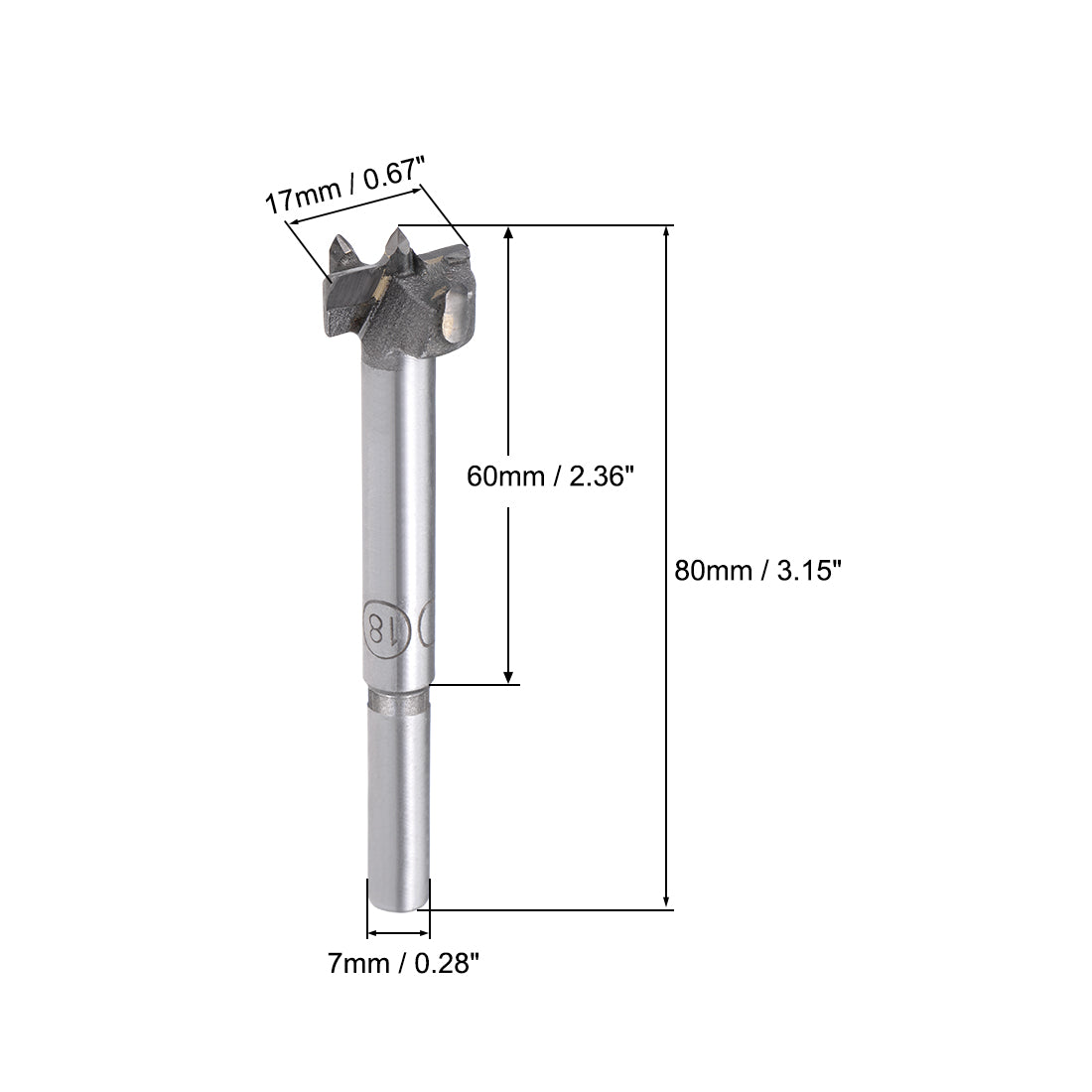 Harfington Forstner Wood Boring Drill Bits 17mm Dia. Hole Saw Carbide Tip Round Shank Cutting for Hinge Plywood MDF CNC  Tool