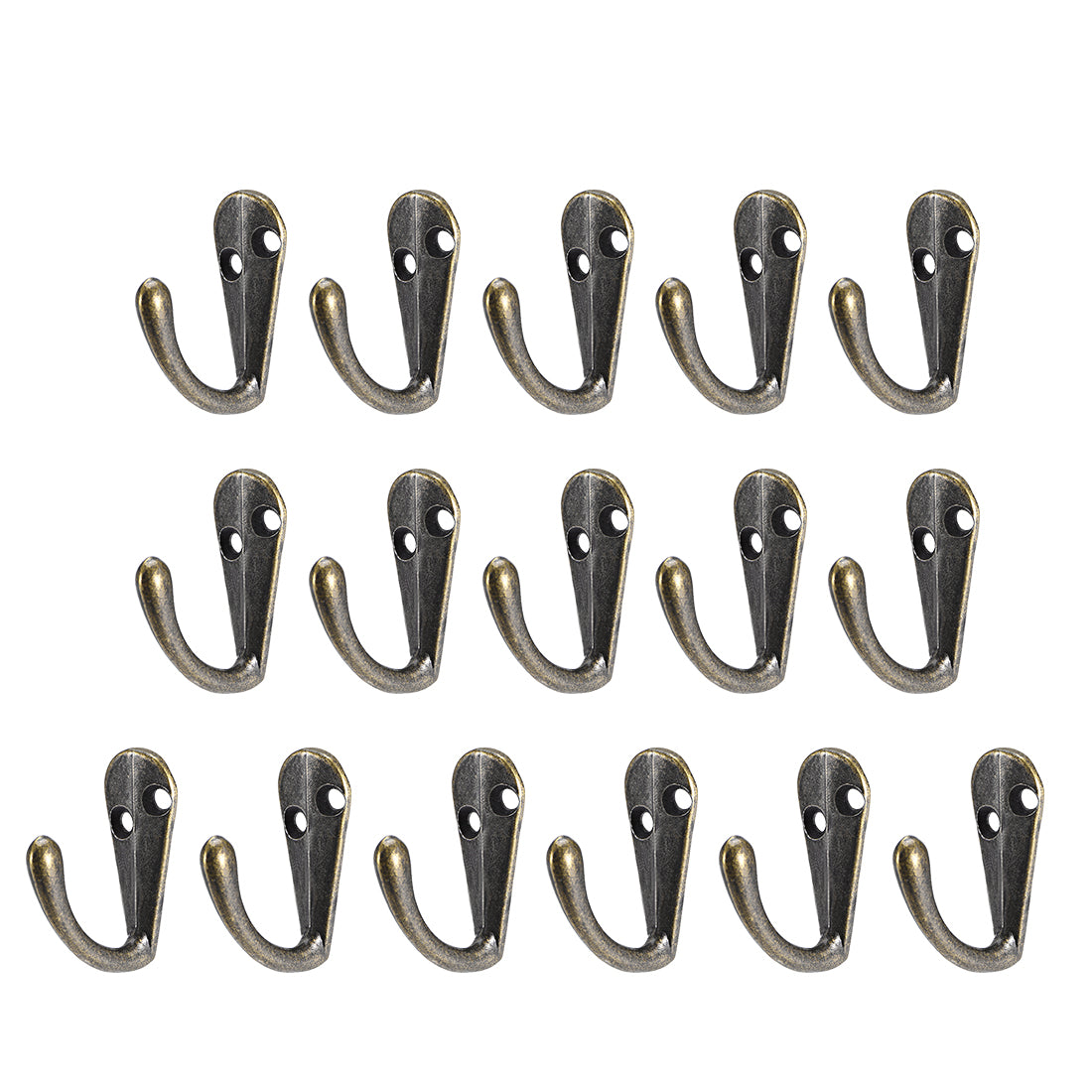 Harfington 16Pcs Wall Mounted Hook Robe Hooks Retro Style Single Clothes Hanger, Zinc Alloy, Bronze Tone