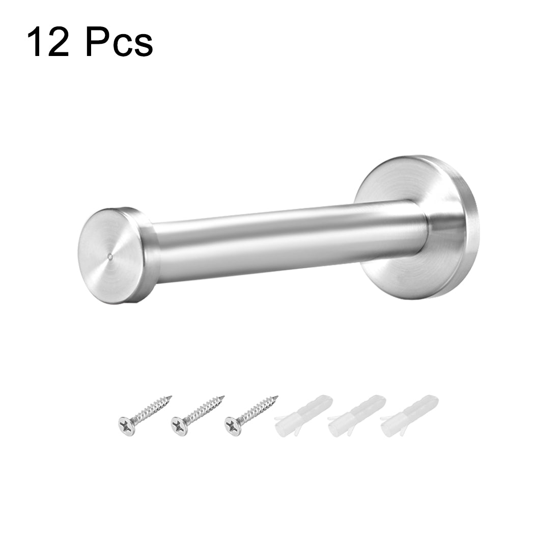 Harfington 12Pcs Wall Mounted Hook Robe Hooks Single Towel Hanger With Screws, Stainless Steel, (3.82Inch, Silver)