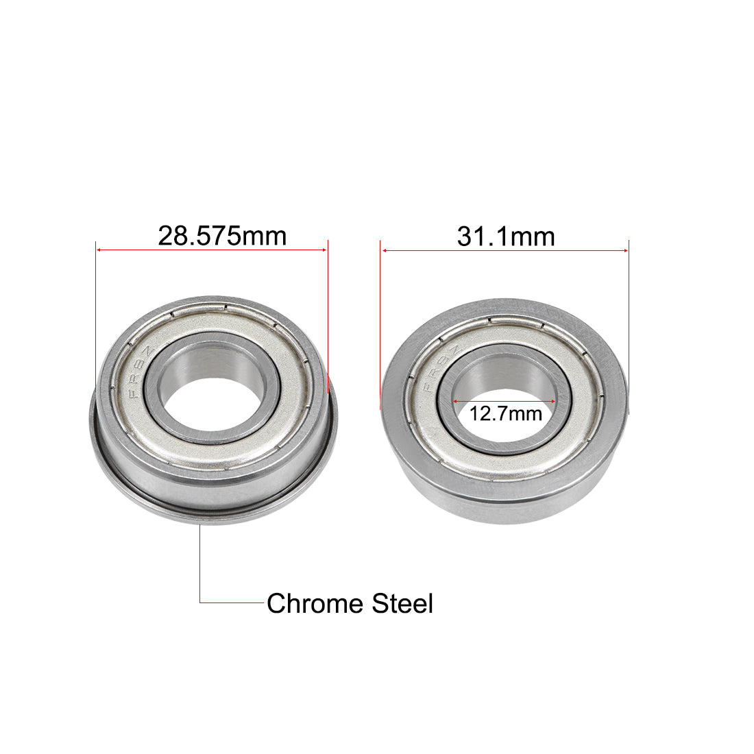 Harfington Flange Deep Groove Ball Bearings Inch Double Shielded Chrome Steel