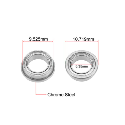 Harfington FR168ZZ Flange Ball Bearing 1/4"x3/8"x1/8" Double Shielded Chrome Bearings 2pcs