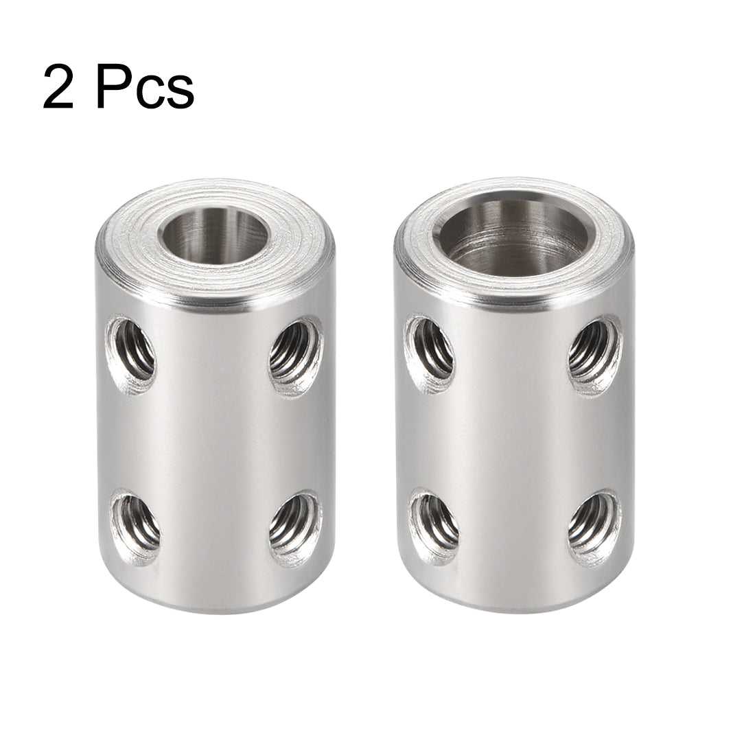 Harfington Shaft Coupling 6mm to 8mm Bore L22xD14 Robot Motor Wheel Rigid Coupler Connector Silver Tone 2 Pcs