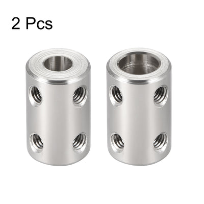 Harfington Shaft Coupling 6mm to 8mm Bore L22xD14 Robot Motor Wheel Rigid Coupler Connector Silver Tone 2 Pcs