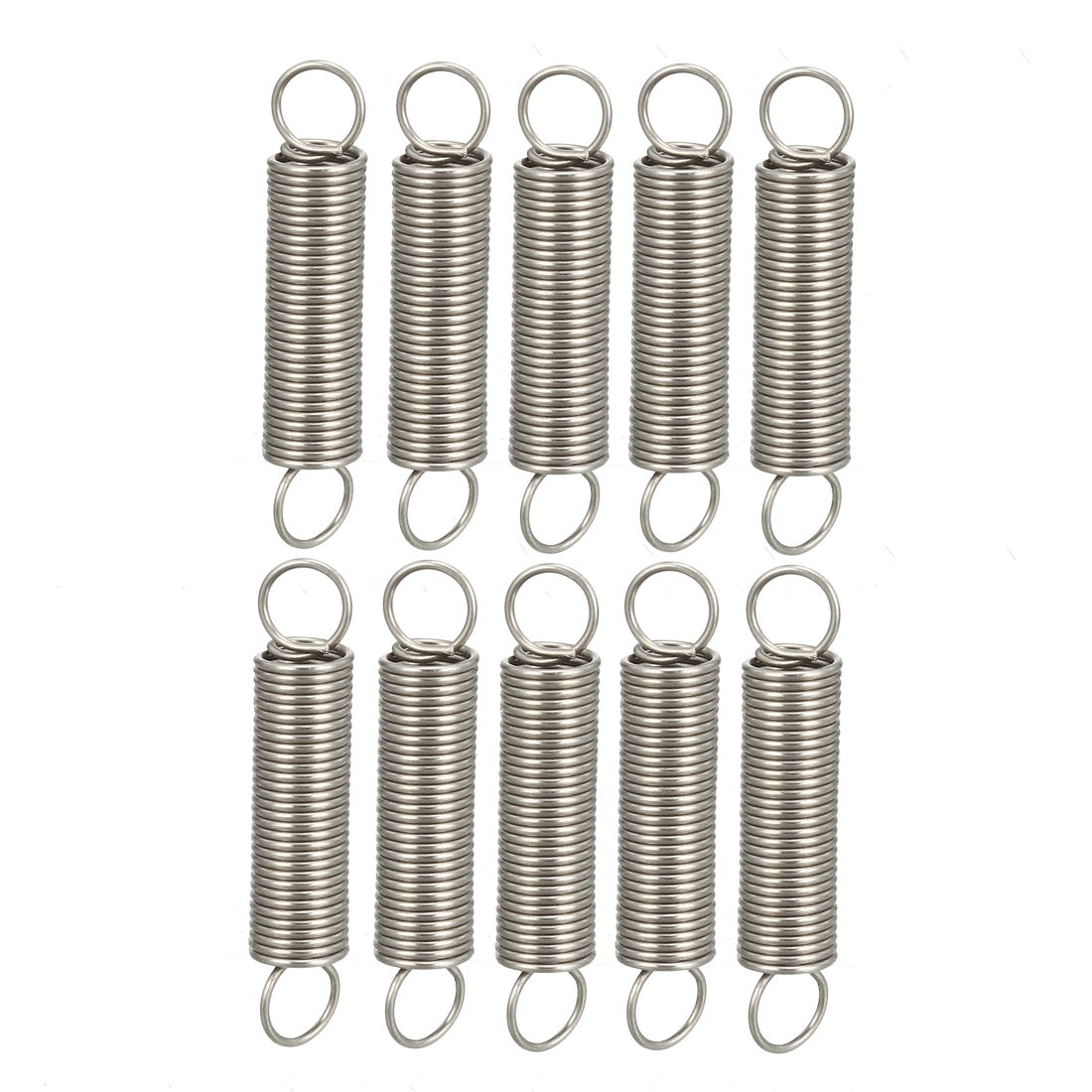 Harfington Extended Compressed Spring Wire Diameter 0.02" , OD 0.2" , Free Length 0.98" Stainless Steel Small Dual Hook Tension Spring 10pcs