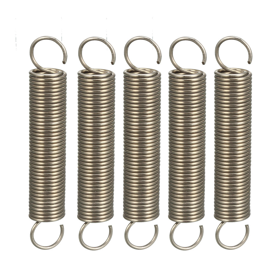 Harfington Extended Compressed Spring Wire Diameter 0.039" , OD 0.39" , Free Length 2.36" Stainless Steel Small Dual Hook Tension Spring 5pcs