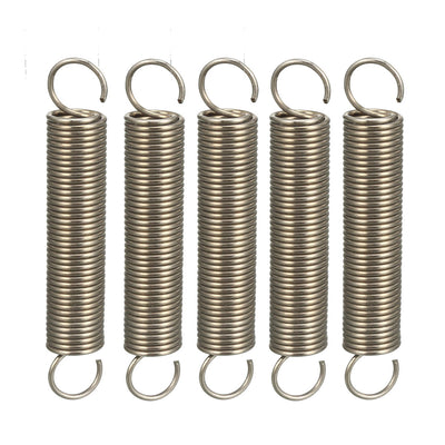 Harfington Extended Compressed Spring Wire Diameter 0.039" , OD 0.39" , Free Length 2.36" Stainless Steel Small Dual Hook Tension Spring 5pcs