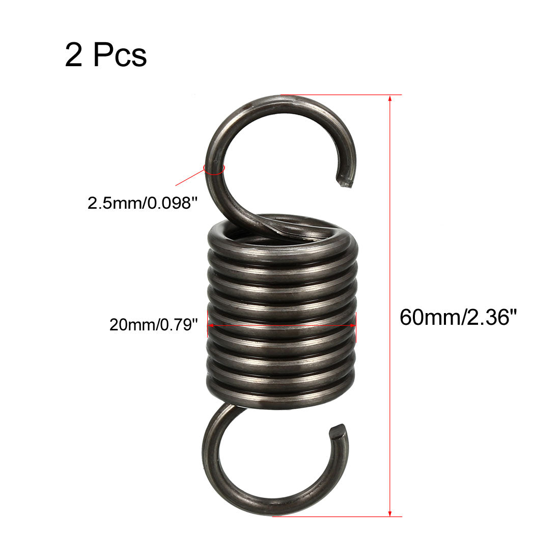 Harfington Extended Compressed Spring Spring Steel Small Dual Hook Tension Spring 2pcs