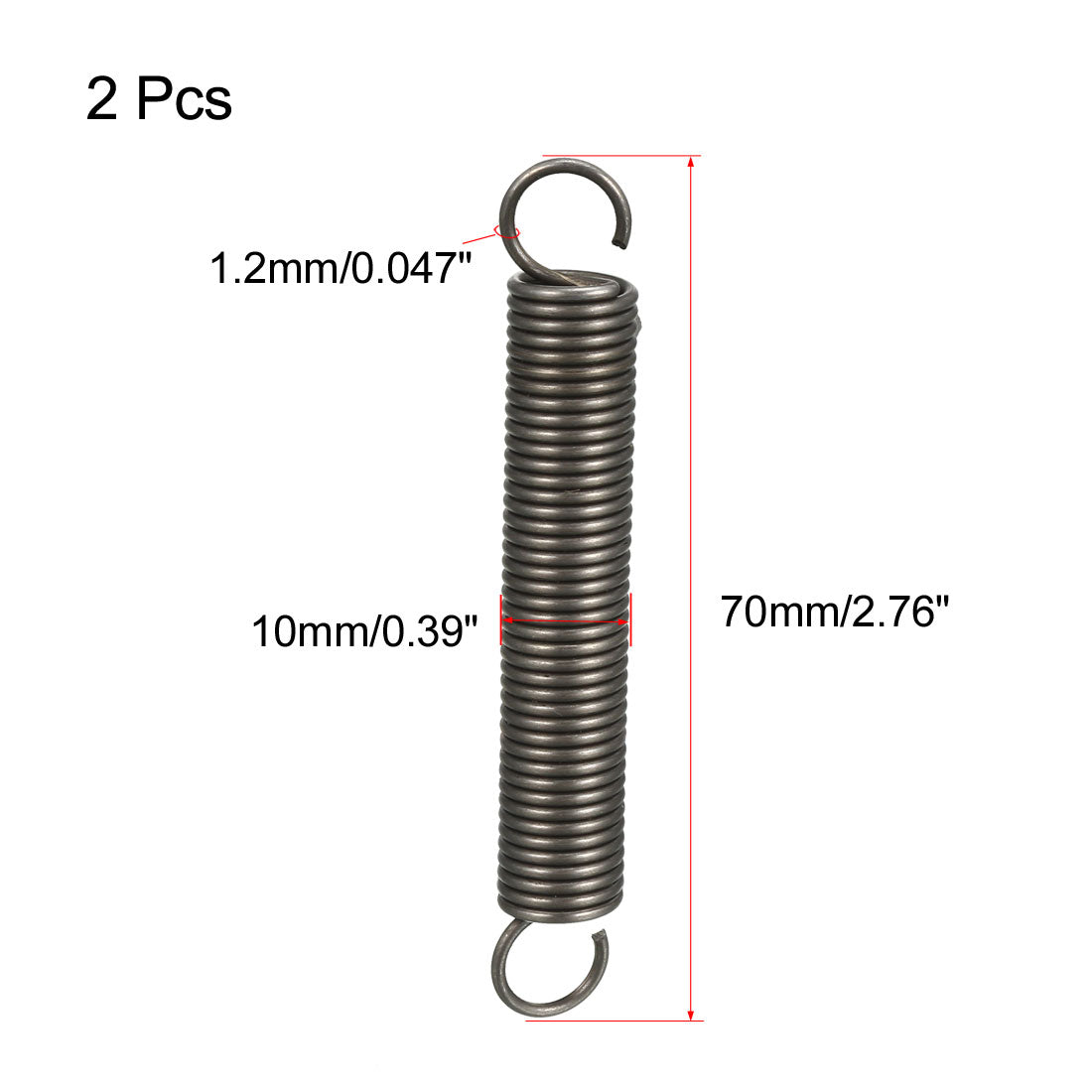 Harfington Extended Compressed Spring Spring Steel Small Dual Hook Tension Spring 2pcs