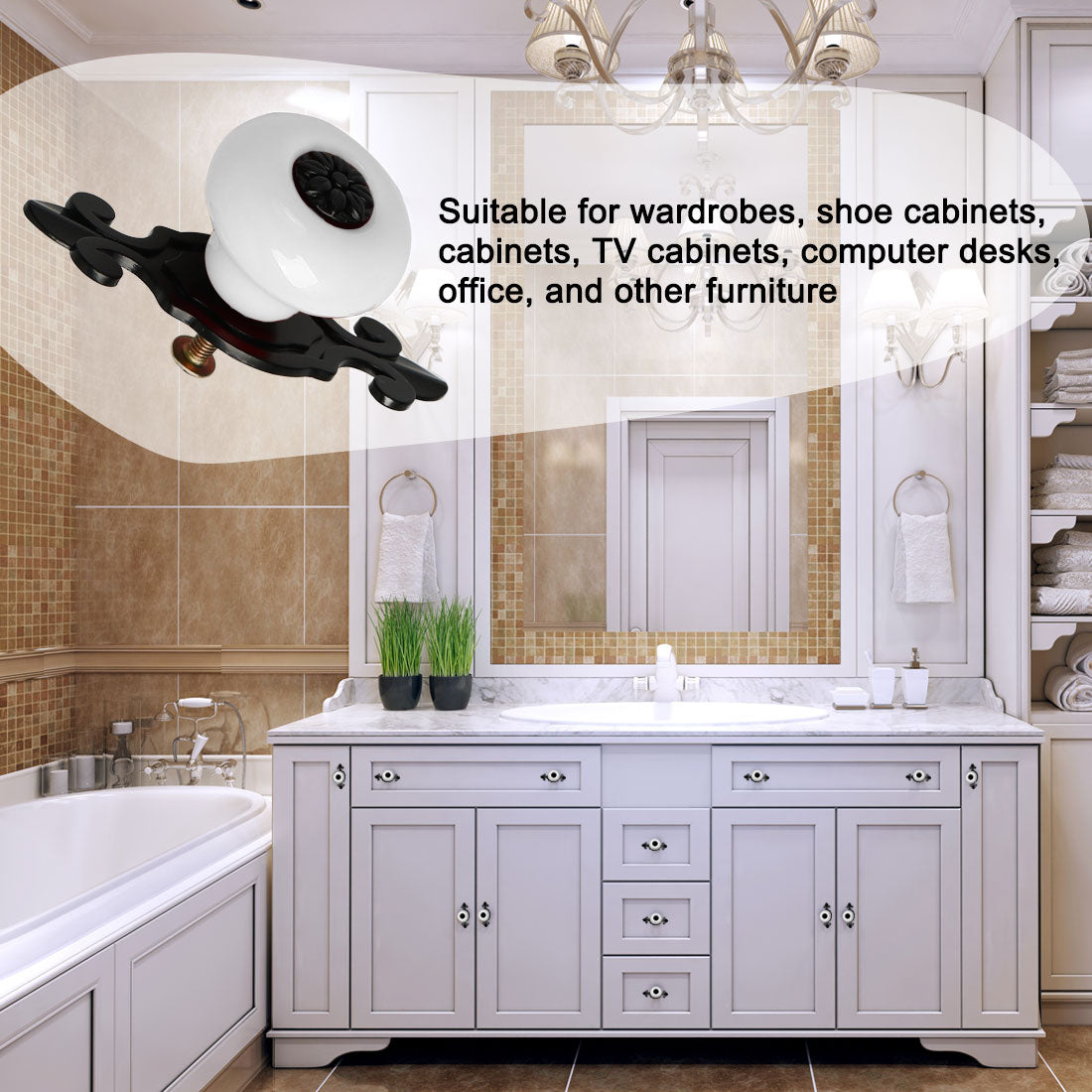 Harfington Ceramic Vintage Knobs Drawer Pull Handle Cupboard Wardrobe Cabinet 4pcs