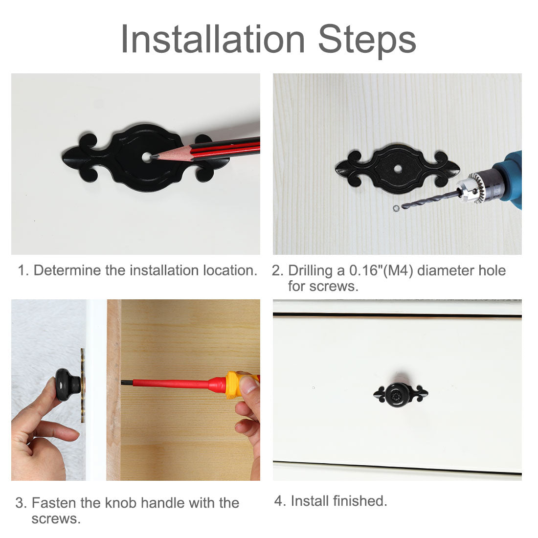 Harfington Ceramic Vintage Knobs Drawer Pull Handle Cupboard Wardrobe Cabinet 4pcs