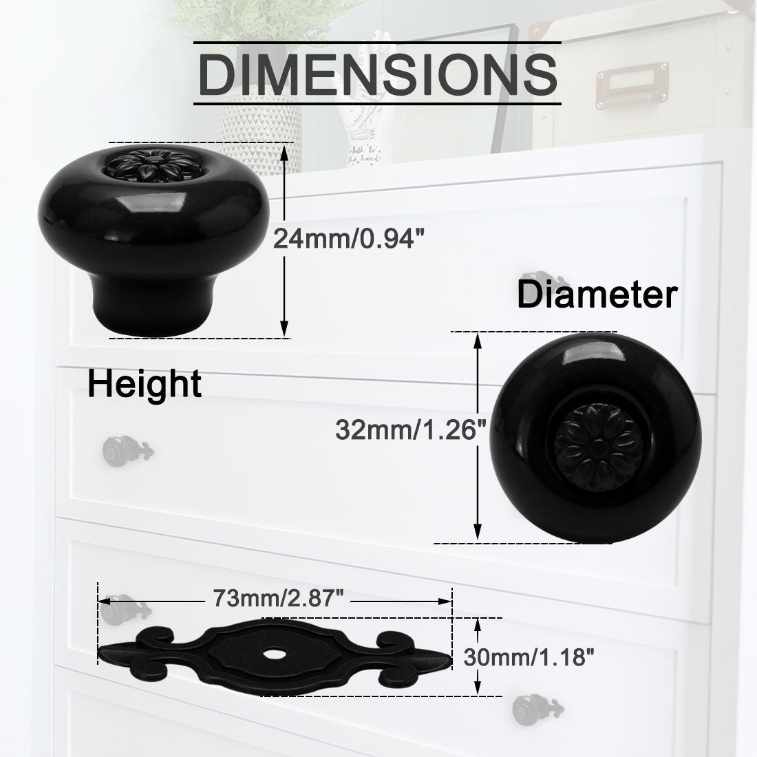 Harfington Ceramic Vintage Knobs Drawer Pull Handle Cupboard Wardrobe Cabinet 10pcs