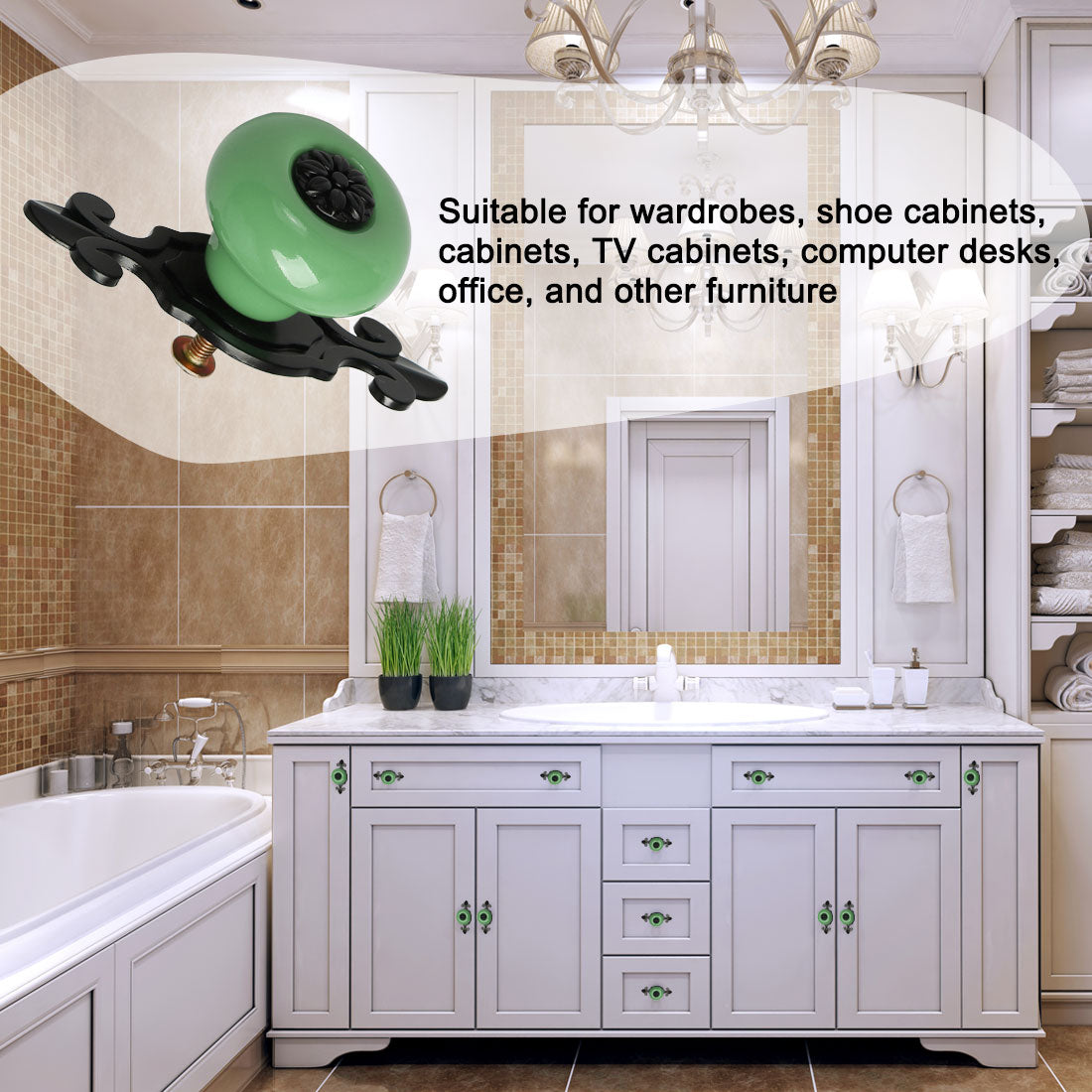 Harfington Ceramic Vintage Knobs Drawer Pull Handle Cupboard Wardrobe Cabinet 10pcs