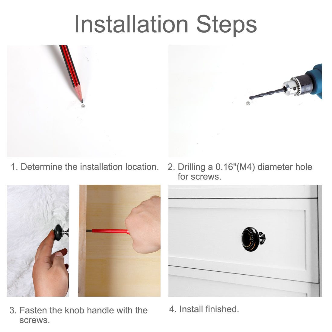 Harfington Ceramic Vintage Knobs Drawer Pull Handle Cupboard Dresser 6pcs