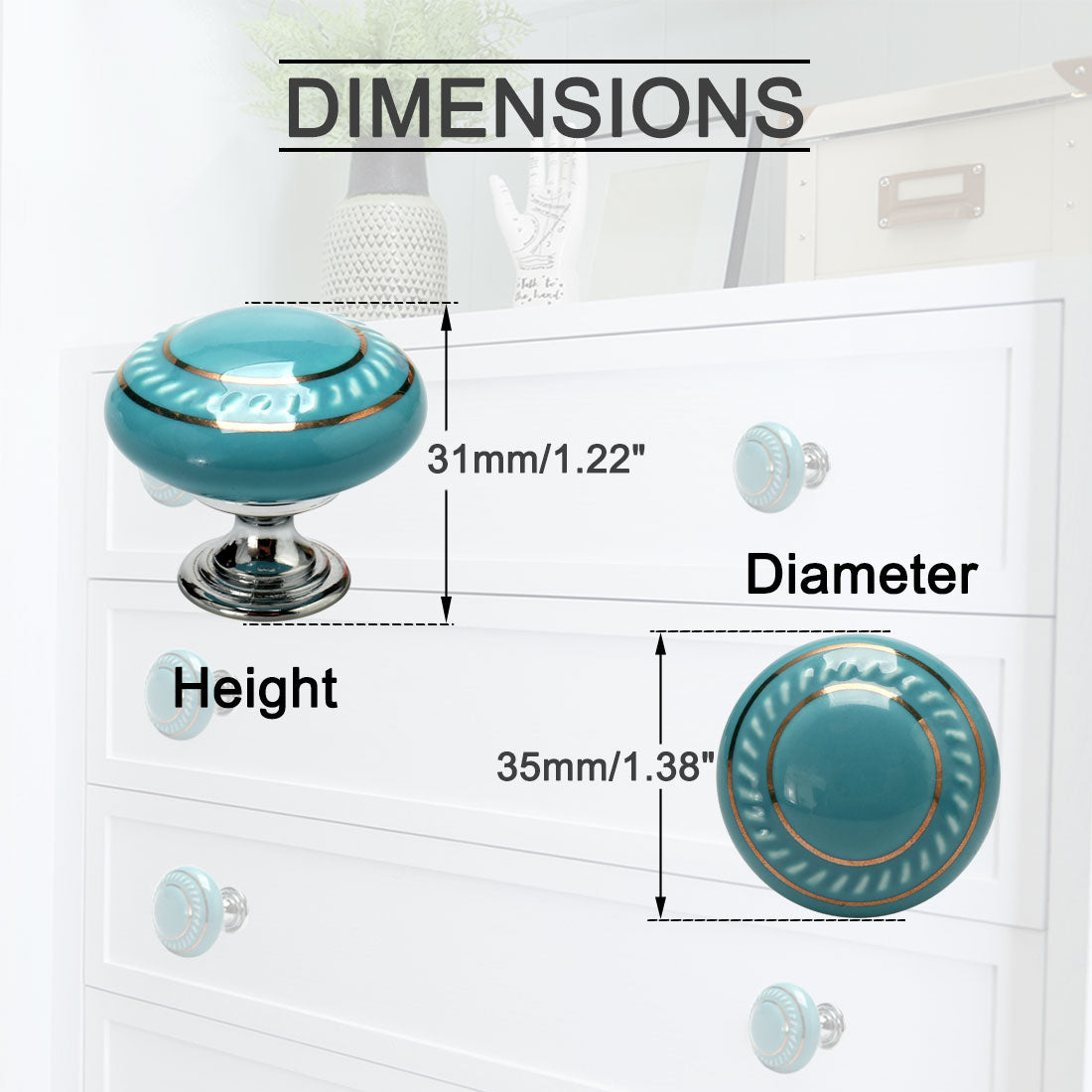 Harfington Ceramic Vintage Knobs Drawer Pull Handle Cupboard Dresser 4pcs