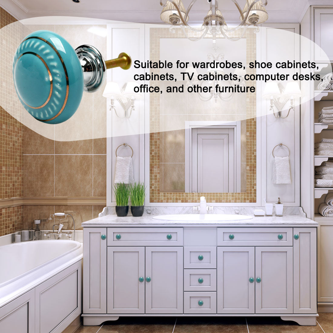 Harfington Ceramic Vintage Knobs Drawer Pull Handle Cupboard Dresser 4pcs