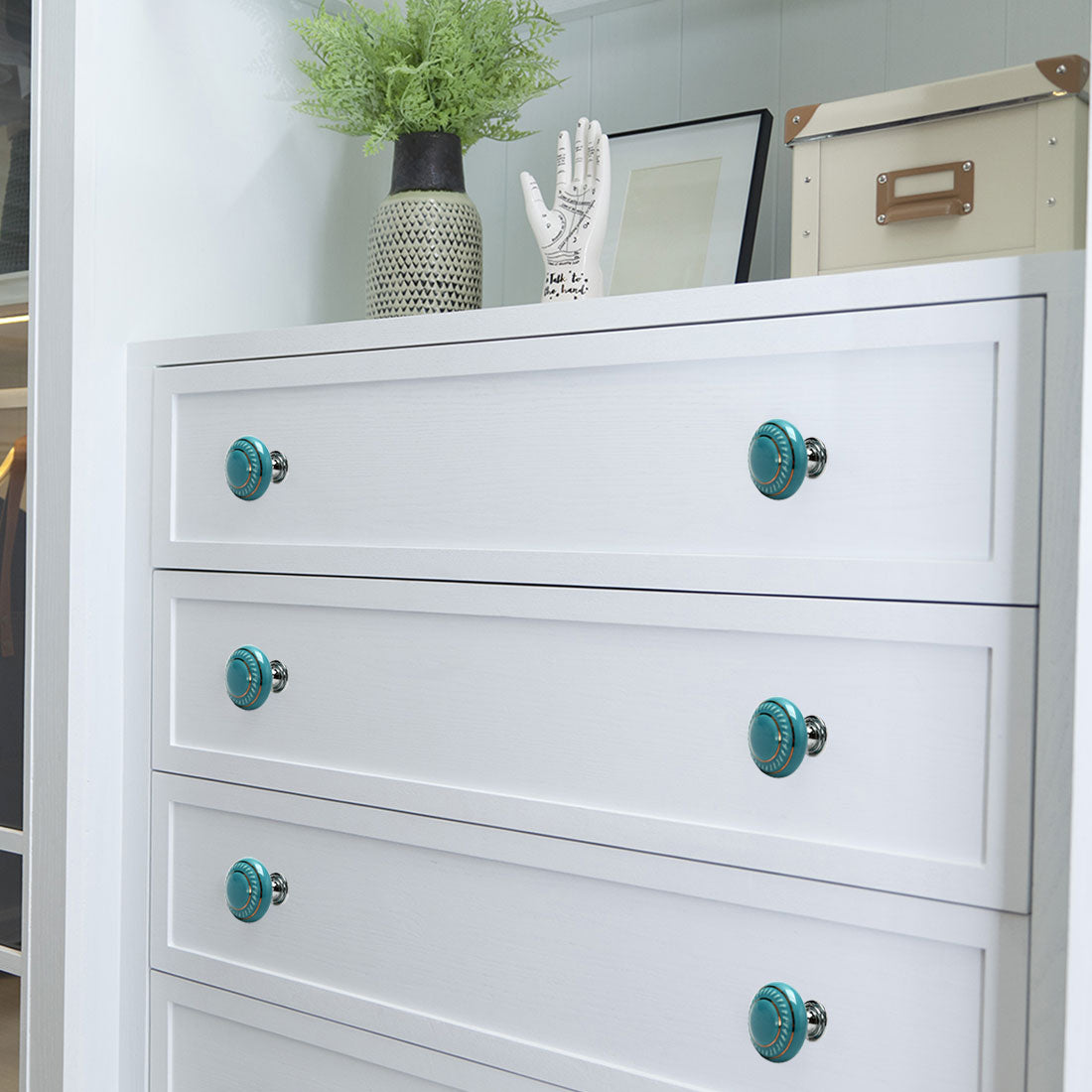 Harfington Ceramic Vintage Knobs Drawer Pull Handle Cupboard Dresser 6pcs