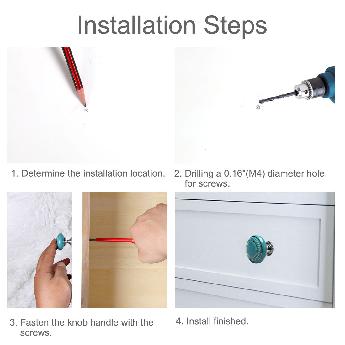 Harfington Ceramic Vintage Knobs Drawer Pull Handle Cupboard Dresser 8pcs