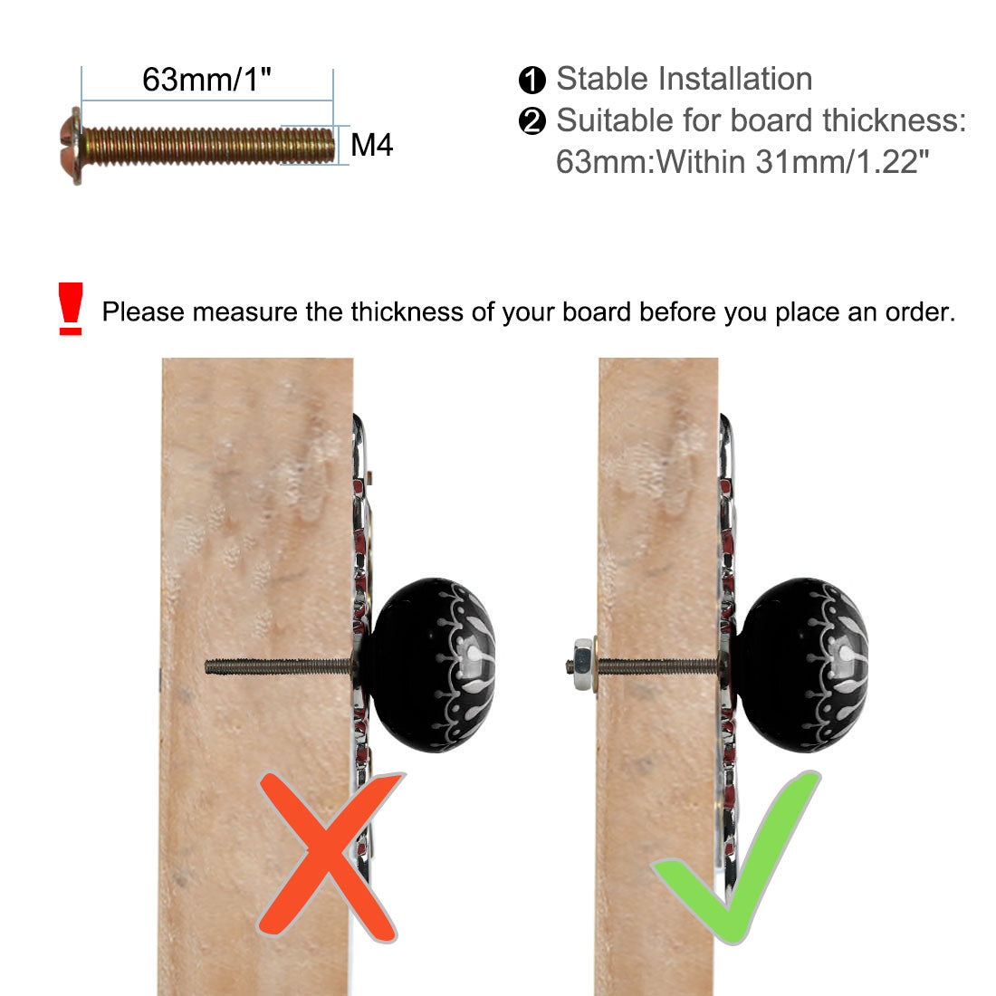 Harfington Ceramic Vintage Knob Drawer Pull Handles Cupboard Wardrobe 6pcs