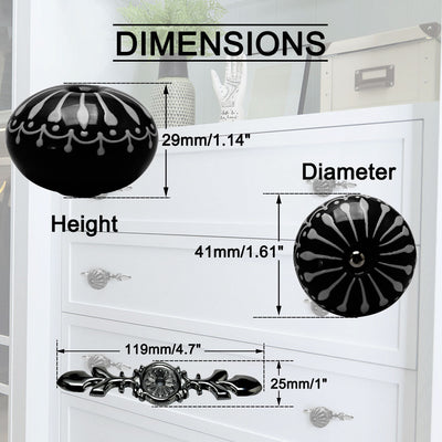 Harfington Ceramic Vintage Knob Drawer Pull Handles Cupboard Wardrobe 6pcs