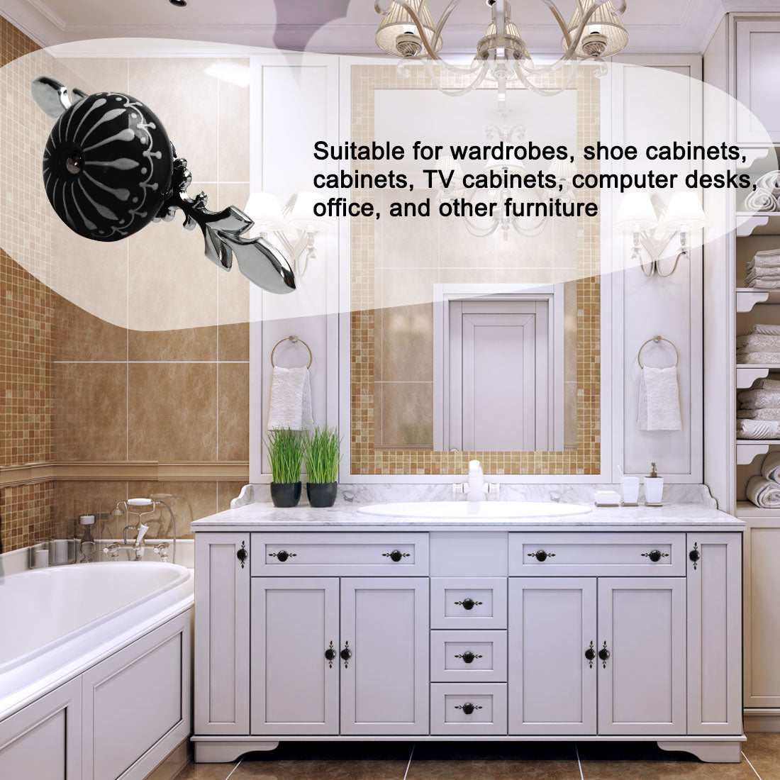 Harfington Ceramic Vintage Knob Drawer Pull Handles Cupboard Wardrobe 6pcs