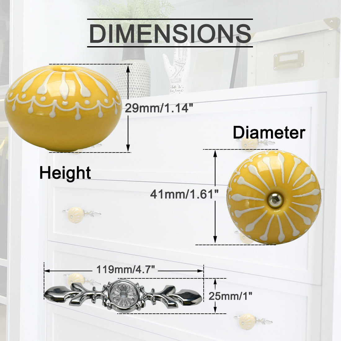 Harfington Ceramic Vintage Knob Drawer Pull Handles Cupboard Wardrobe 6pcs