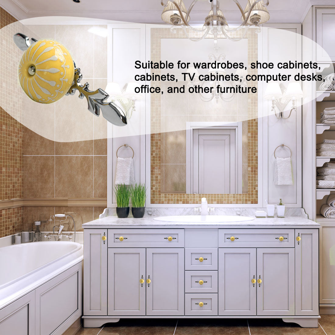 Harfington Ceramic Vintage Knob Drawer Pull Handles Cupboard Wardrobe 6pcs