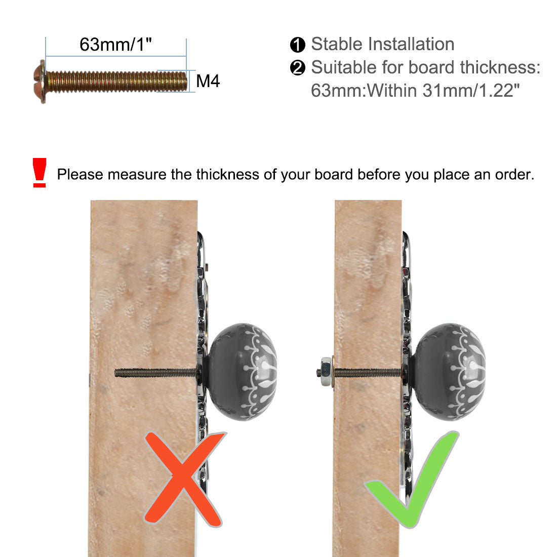 Harfington Ceramic Vintage Knob Drawer Pull Handles Cupboard Wardrobe 6pcs